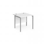 Maestro 25 straight desk 800mm x 800mm - silver H-frame leg, white top MH8SWH