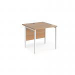 Maestro 25 straight desk 800mm x 800mm - white H-frame leg, beech top MH8WHB