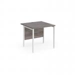 Maestro 25 straight desk 800mm x 800mm - white H-frame leg, grey oak top MH8WHGO