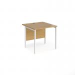 Maestro 25 straight desk 800mm x 800mm - white H-frame leg, oak top MH8WHO