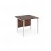 Maestro 25 straight desk 800mm x 800mm - white H-frame leg, walnut top MH8WHW