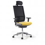 Miku mesh task chair, integrated seat slide, back height adjustment, synchronised mechanism, head rest, 2D arms, 5 star base - made to order MKMH22