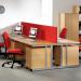 The photograph showcases a sleek and modern office desk with a silver cantilever frame and an oak top. The desk measures 1000mm x 800mm, providing ample surface area for work or storage. Its minimalist design exudes professionalism and would fit seamlessly in any contemporary workspace. The clean lines and neutral colors create a sense of sophistication, making it a perfect addition to any office setting.