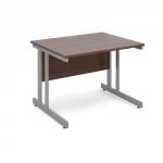 Momento straight desk 1000mm x 800mm - silver cantilever frame, walnut top MOM10W