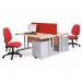 This picture features a sleek and modern desk, measuring 1000mm by 800mm, with a silver cantilever frame and a white top. The clean lines and angular design create a professional and sophisticated look, perfect for any international workplace setting. The spacious desk offers ample room for working and organizing, while the silver frame adds a touch of elegance. The simple color palette of white and silver ensures a versatile and timeless piece that can easily blend into any office decor.