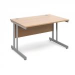 Momento straight desk 1200mm x 800mm - silver cantilever frame, beech top MOM12B