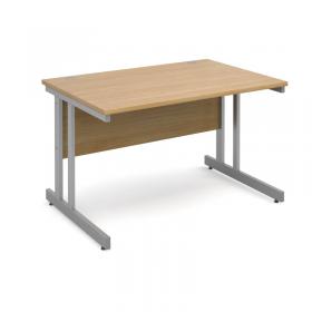 Momento straight desk 1200mm x 800mm - silver cantilever frame, oak top MOM12O