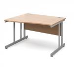 Momento left hand wave desk 1200mm - silver cantilever frame and beech top MOM12WLB