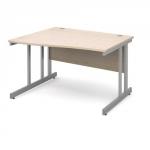 Momento left hand wave desk 1200mm - silver cantilever frame and maple top MOM12WLM
