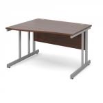 Momento left hand wave desk 1200mm - silver cantilever frame and walnut top MOM12WLW