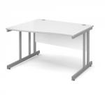 Momento left hand wave desk 1200mm - silver cantilever frame and white top MOM12WLWH