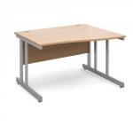 Momento right hand wave desk 1200mm - silver cantilever frame and beech top MOM12WRB