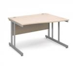 Momento right hand wave desk 1200mm - silver cantilever frame and maple top MOM12WRM