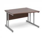 Momento right hand wave desk 1200mm - silver cantilever frame and walnut top MOM12WRW