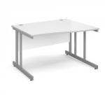 Momento right hand wave desk 1200mm - silver cantilever frame and white top MOM12WRWH