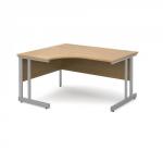 Momento left hand ergonomic desk 1400mm - silver cantilever frame, oak top MOM14ELO