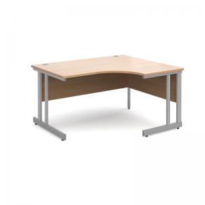 Momento right hand ergonomic desk 1400mm - silver cantilever frame,
