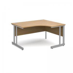 Momento right hand ergonomic desk 1400mm - silver cantilever frame,