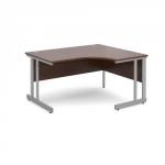 Momento right hand ergonomic desk 1400mm - silver cantilever frame, walnut top MOM14ERW