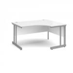 Momento right hand ergonomic desk 1400mm - silver cantilever frame, white top MOM14ERWH