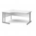 Momento left hand ergonomic desk 1600mm - silver cantilever frame, white top MOM16ELWH