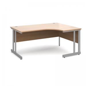 Momento right hand ergonomic desk 1600mm - silver cantilever frame,