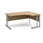 Momento right hand ergonomic desk 1600mm - silver cantilever frame, oak top MOM16ERO