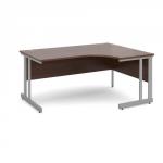 Momento right hand ergonomic desk 1600mm - silver cantilever frame, walnut top MOM16ERW