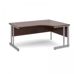 Momento right hand ergonomic desk 1600mm - silver cantilever frame,