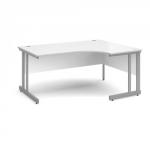 Momento right hand ergonomic desk 1600mm - silver cantilever frame, white top MOM16ERWH