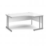 Momento right hand ergonomic desk 1600mm - silver cantilever frame, white top MOM16ERWH