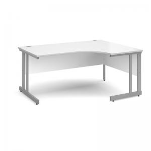 Momento right hand ergonomic desk 1600mm - silver cantilever frame,
