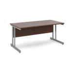 Momento straight desk 1600mm x 800mm - silver cantilever frame, walnut top MOM16W