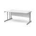 Momento left hand wave desk 1600mm - silver cantilever frame, white top MOM16WLWH