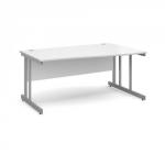 Momento right hand wave desk 1600mm - silver cantilever frame, white top MOM16WRWH