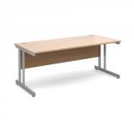 Momento straight desk 1800mm x 800mm - silver cantilever frame, beech top MOM18B