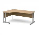 Momento left hand ergonomic desk 1800mm - silver cantilever frame and oak top