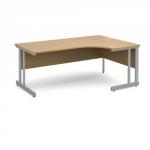 Momento right hand ergonomic desk 1800mm - silver cantilever frame, oak top MOM18ERO