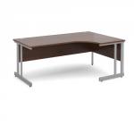 Momento right hand ergonomic desk 1800mm - silver cantilever frame, walnut top MOM18ERW