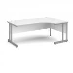 Momento right hand ergonomic desk 1800mm - silver cantilever frame, white top MOM18ERWH