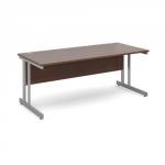 Momento straight desk 1800mm x 800mm - silver cantilever frame, walnut top MOM18W