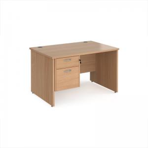 Maestro 25 straight desk 1200mm x 800mm with 2 drawer pedestal - beech