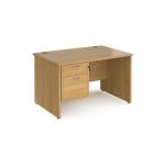 Maestro 25 straight desk 1200mm x 800mm with 2 drawer pedestal - oak top with panel end leg MP12P2O