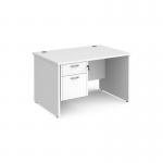 Maestro 25 straight desk 1200mm x 800mm with 2 drawer pedestal - white top with panel end leg MP12P2WH