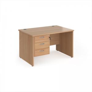 Maestro 25 straight desk 1200mm x 800mm with 3 drawer pedestal - beech
