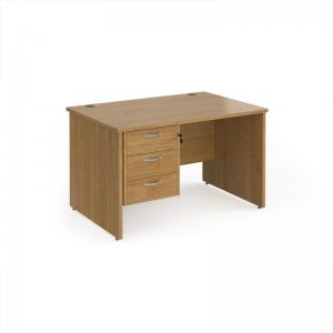 Maestro 25 straight desk 1200mm x 800mm with 3 drawer pedestal - oak