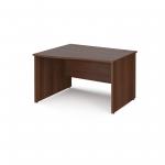 Maestro 25 left hand wave desk 1200mm wide - walnut top with panel end leg MP12WLW