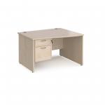 Maestro 25 right hand wave desk 1200mm wide with 2 drawer pedestal - maple top with panel end leg MP12WRP2M