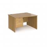 Maestro 25 right hand wave desk 1200mm wide with 2 drawer pedestal - oak top with panel end leg MP12WRP2O