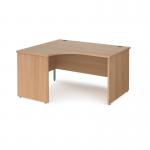 Maestro 25 left hand ergonomic desk 1400mm wide - beech top with panel end leg MP14ELB